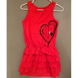 Heart French Designer Red Cotton Dress Girls 12